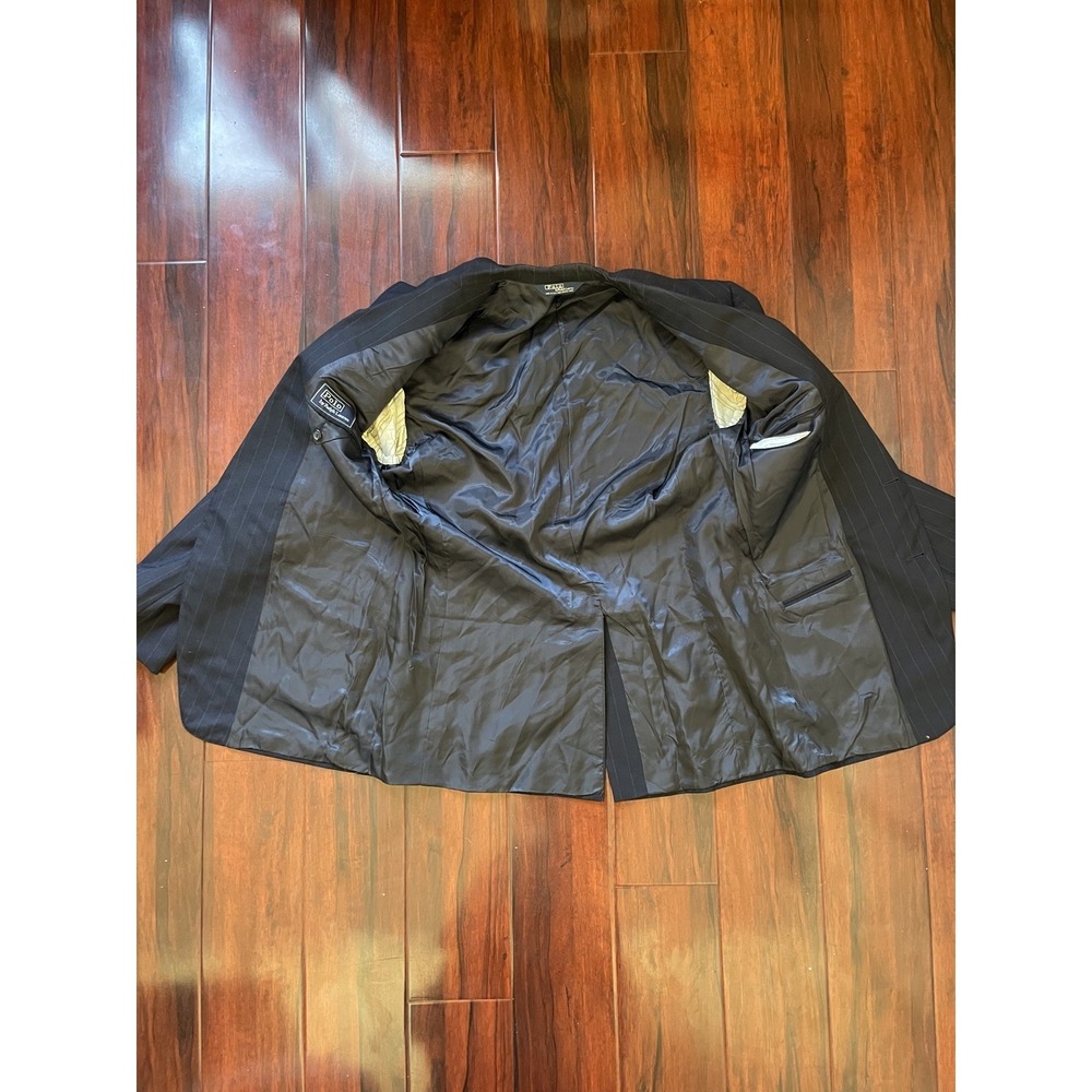 Polo Ralph Lauren Vintage 80s Unionmade USA Gray Pinstripe Blazer Jacket - Picture 7 of 11